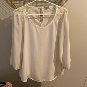 White chiffon long sleeve top